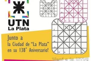 Flyer con el mapa de la ciudad y el logo UTN