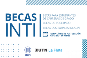 Flyer de becas INTI con fecha de postulación