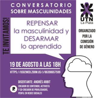 imagen de texto sobre un conversatorio de masculinidades